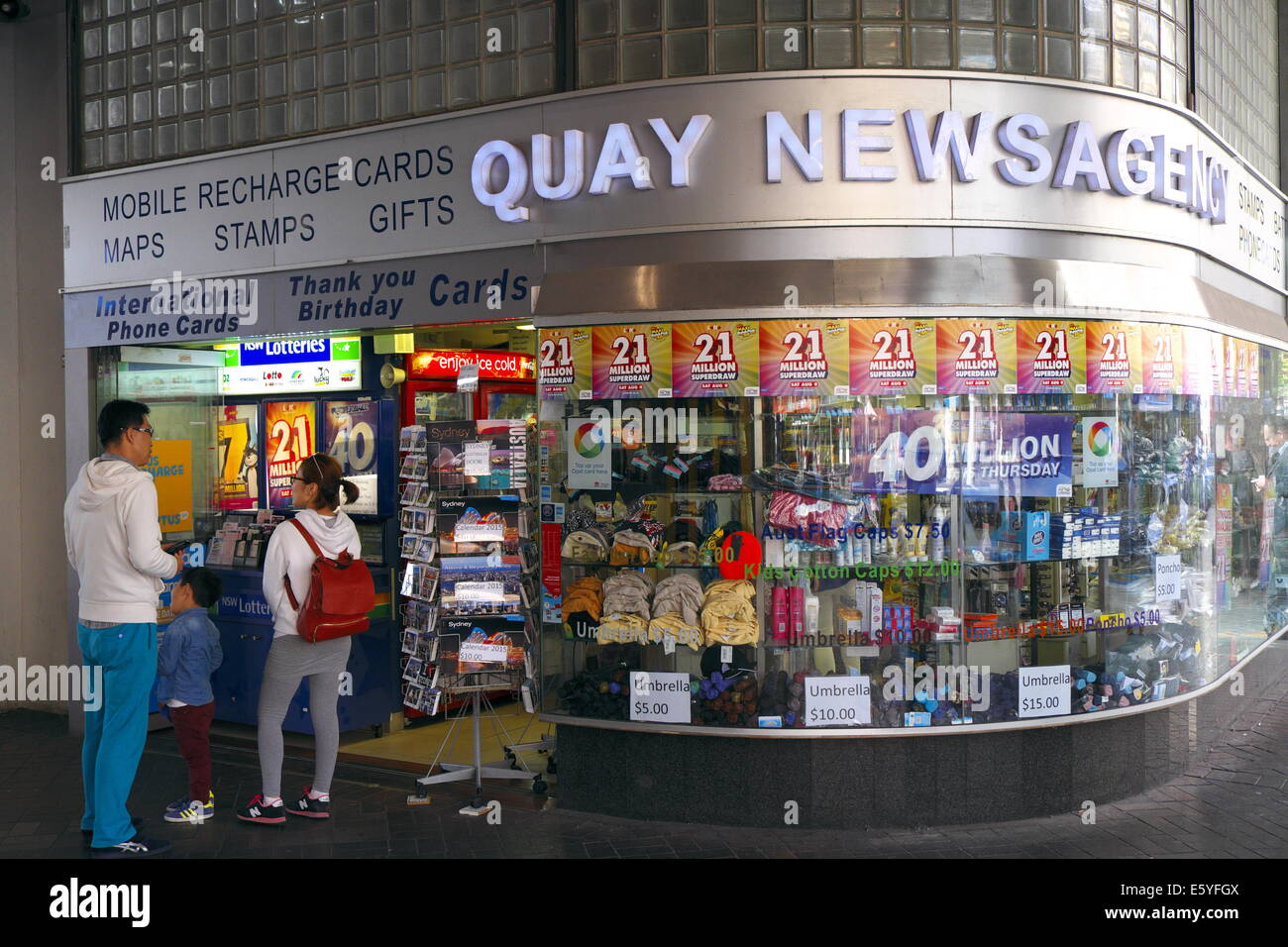 family at quay newsagents at circular quay,sydney,australia Stock Photo