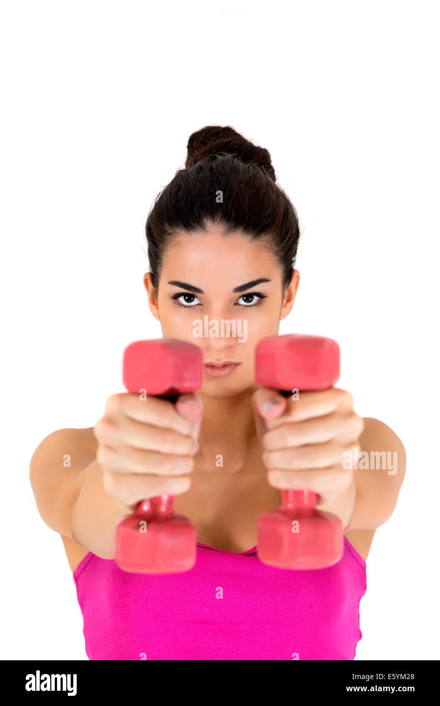 Young woman with dumbbells Stock Photo Alamy