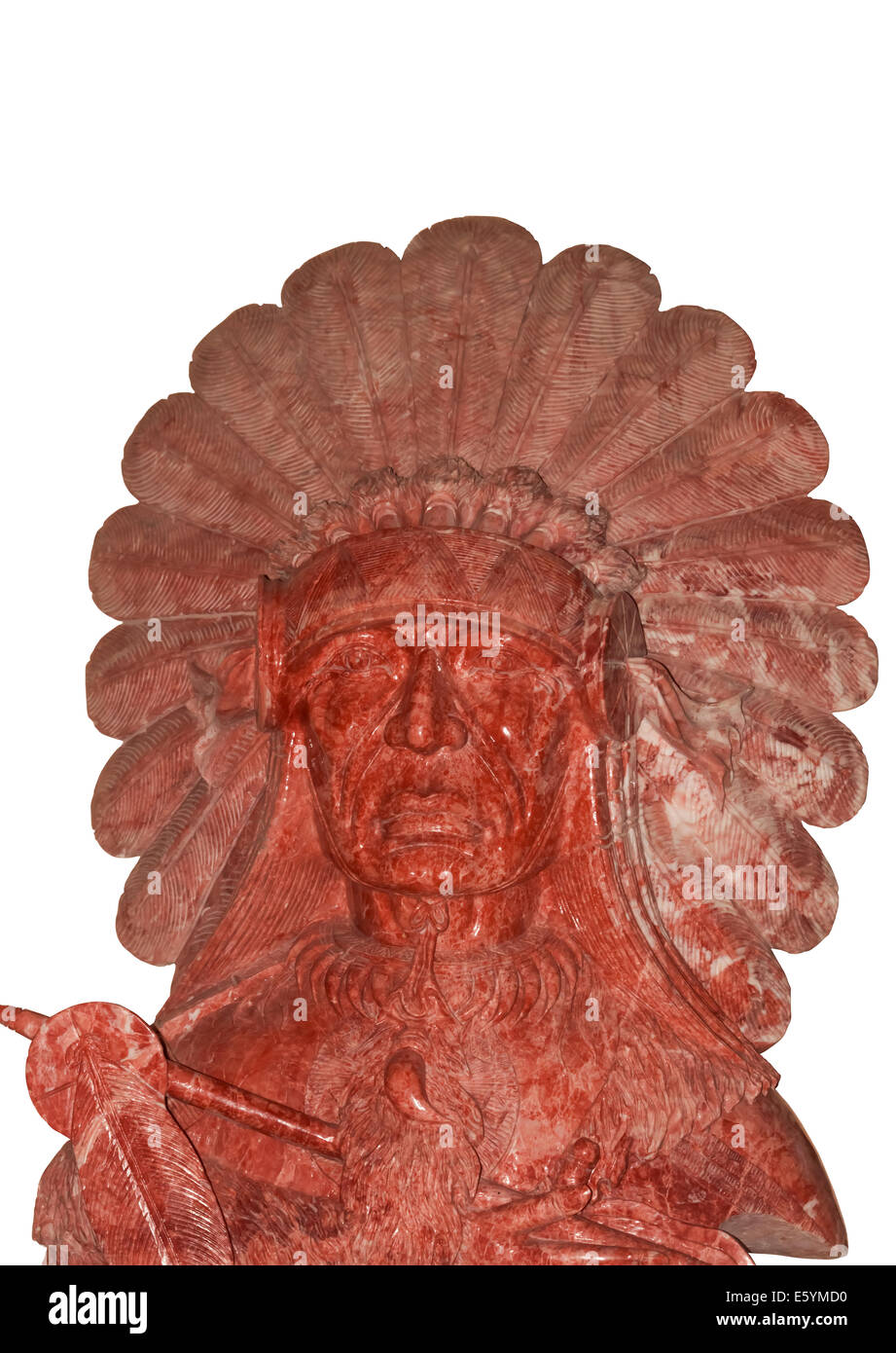 The Iroquoian  statue on white background. Stock Photo