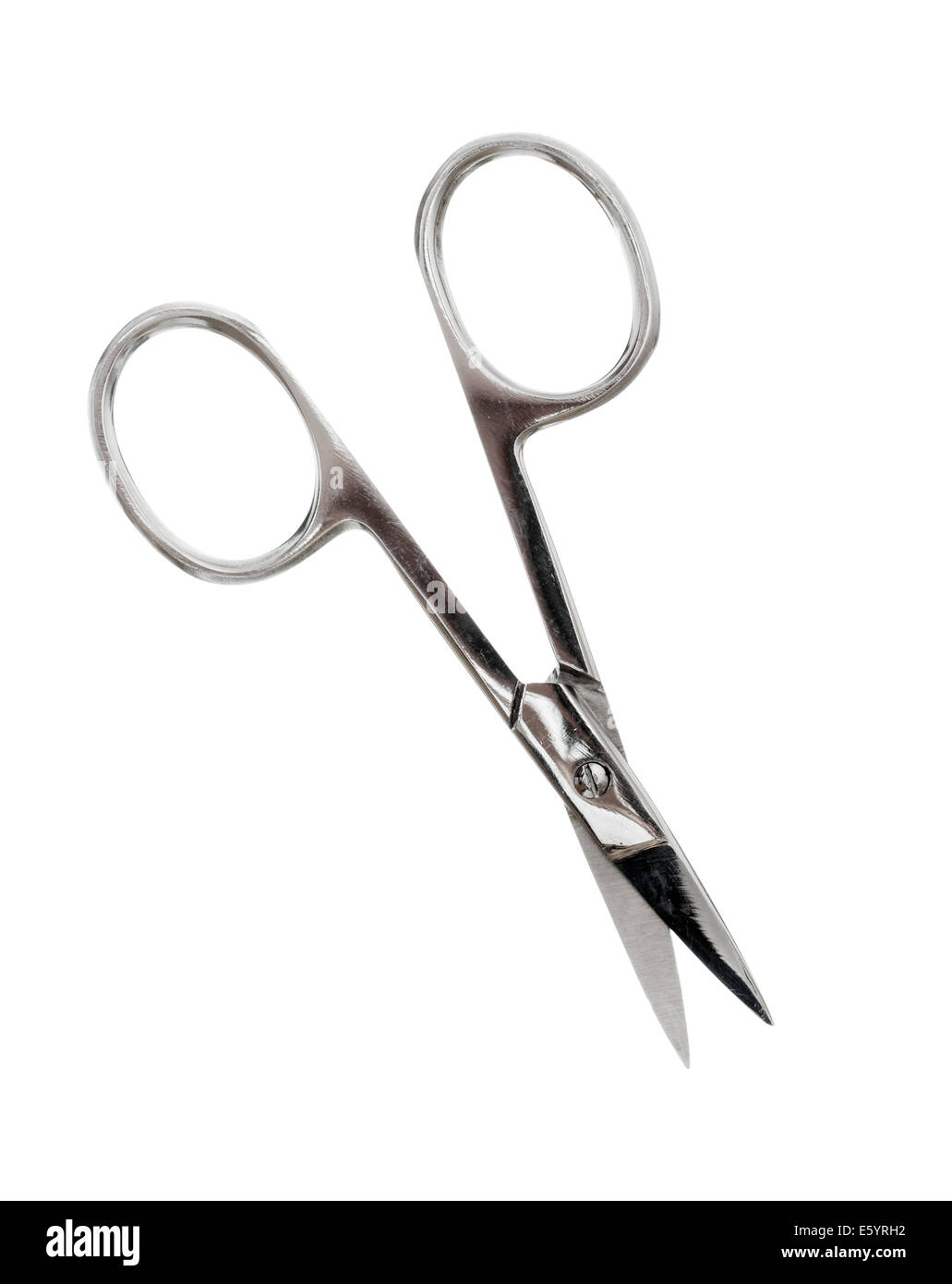 Generic small nail scissors, white background. Stock Photo