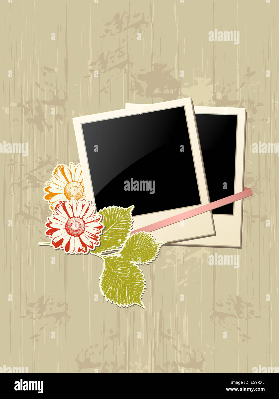 photo frame with flowers on a grunge background Stock Photo - Alamy