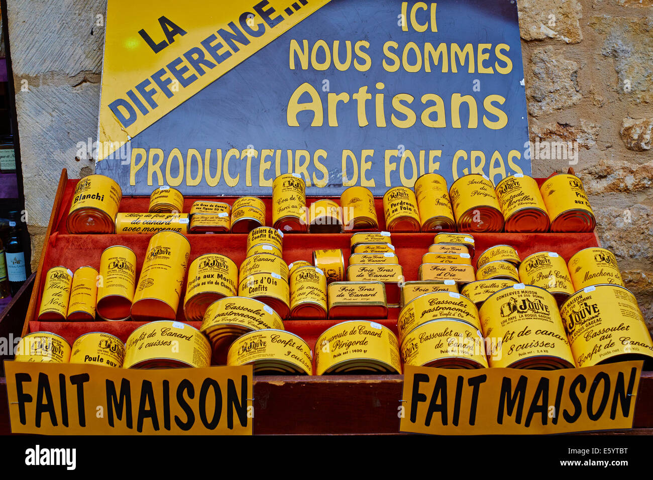 France, Aquitaine, Dordogne, Perigord Noir, Dordogne valley, village of Domme, foie gras Stock Photo