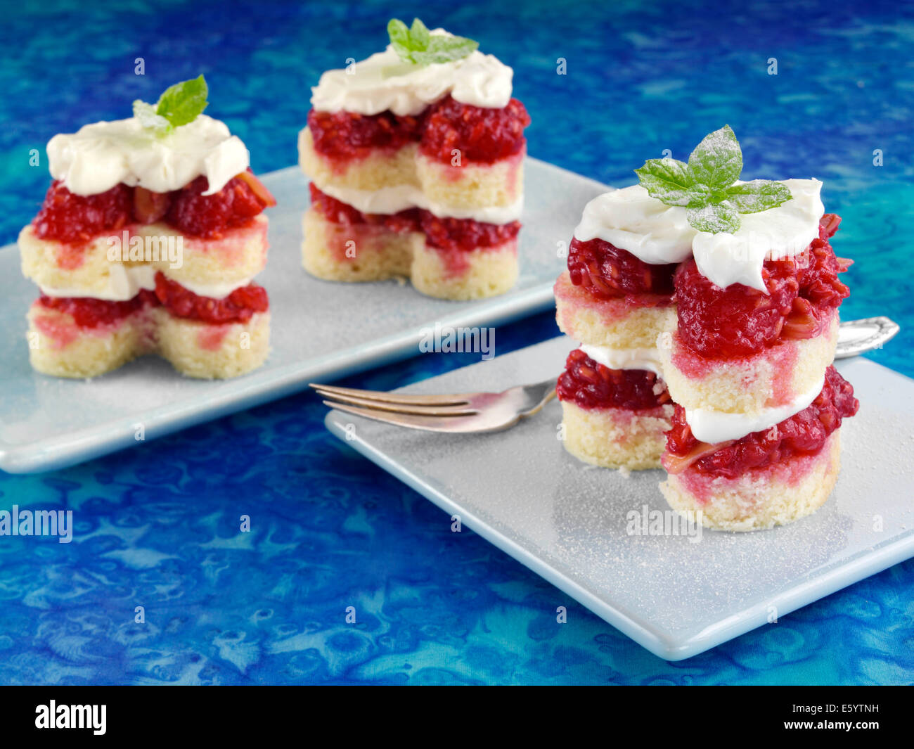 Raspberry Almond bliss cake Stock Photo