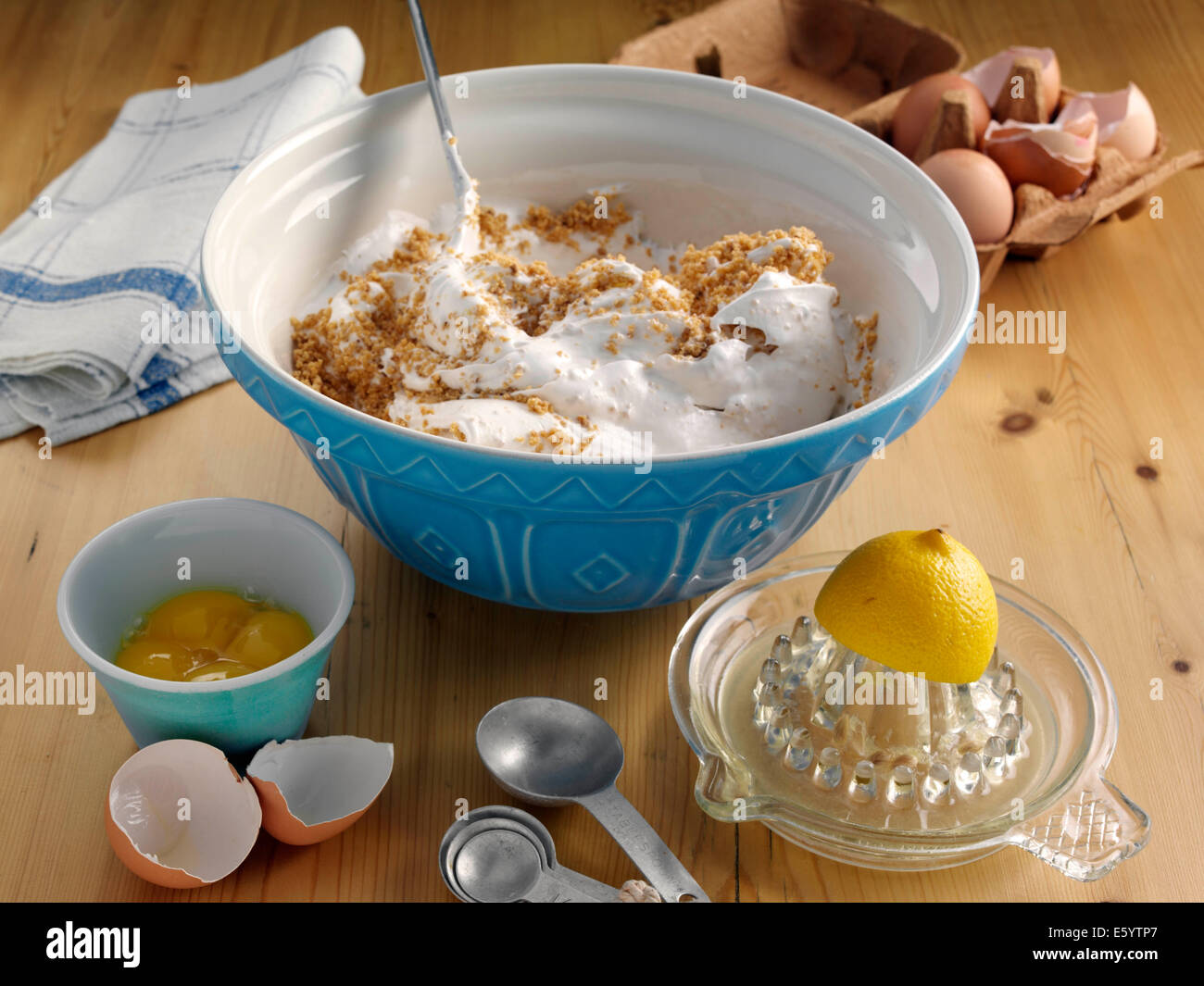 Blending meringue mixture Stock Photo