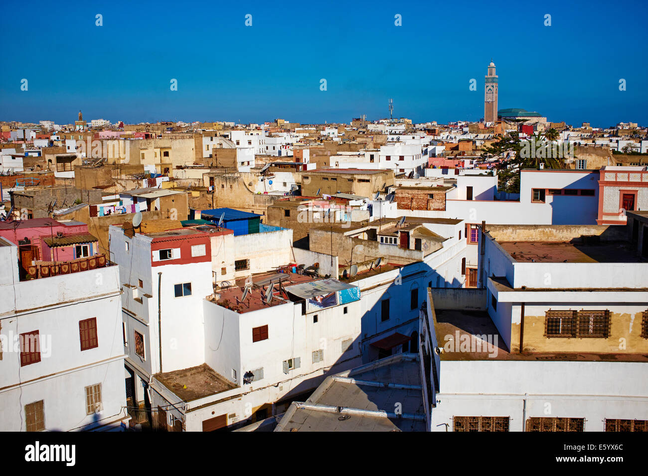 Morocco, Casablanca, Old Medina and Hassan II mosque Stock Photo