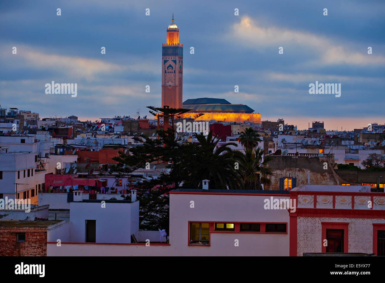 Morocco, Casablanca, Old Medina and Hassan II mosque Stock Photo