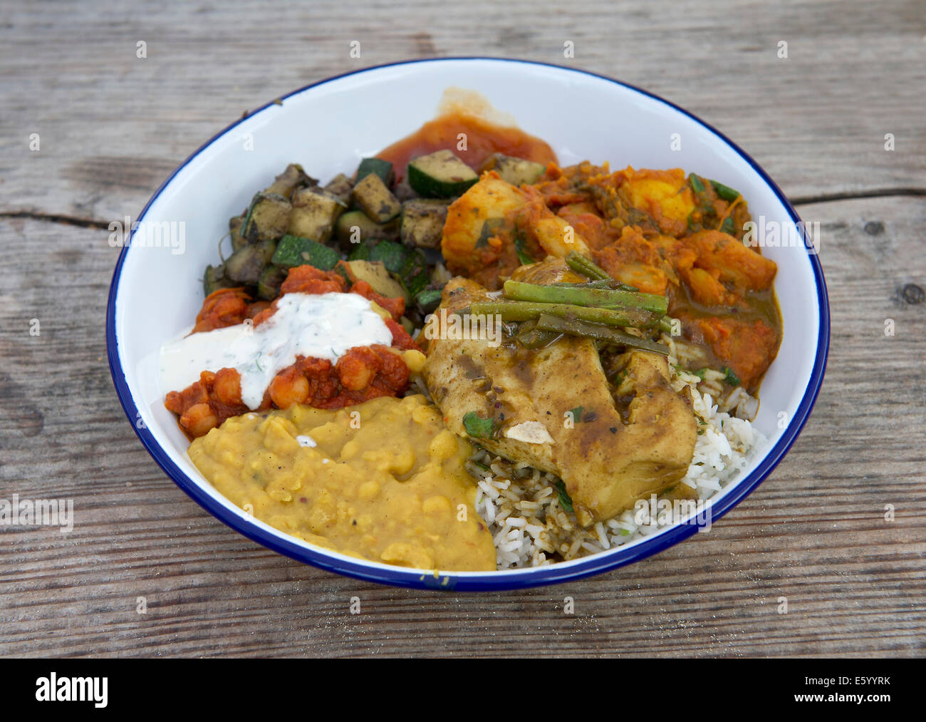 Hidden Hut,Portcurnick Beach,Cornwall, UK,a beachside cafe and restaurant,which hosts'feast nights',here it's curry night.a UK Stock Photo