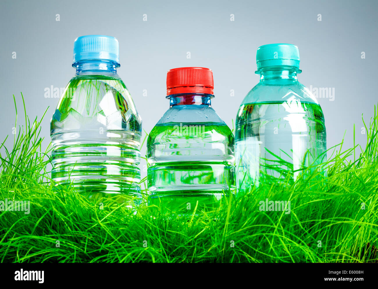 Bottle of water on the green grass Stock Photo - Alamy