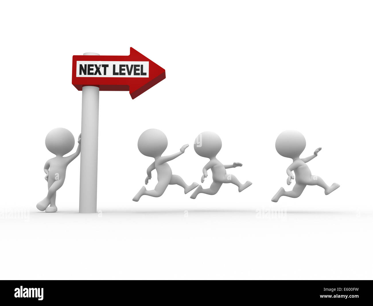 3d People Man Person With Directional Sign And Text Next Level Successful Concept Stock Photo Alamy