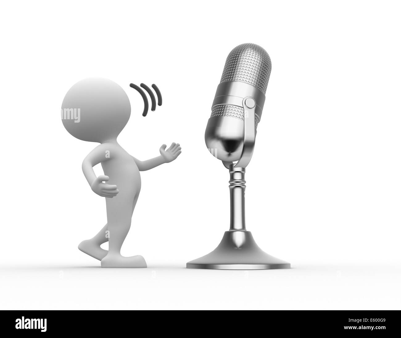 3d people - man, person with a old microphone Stock Photo - Alamy