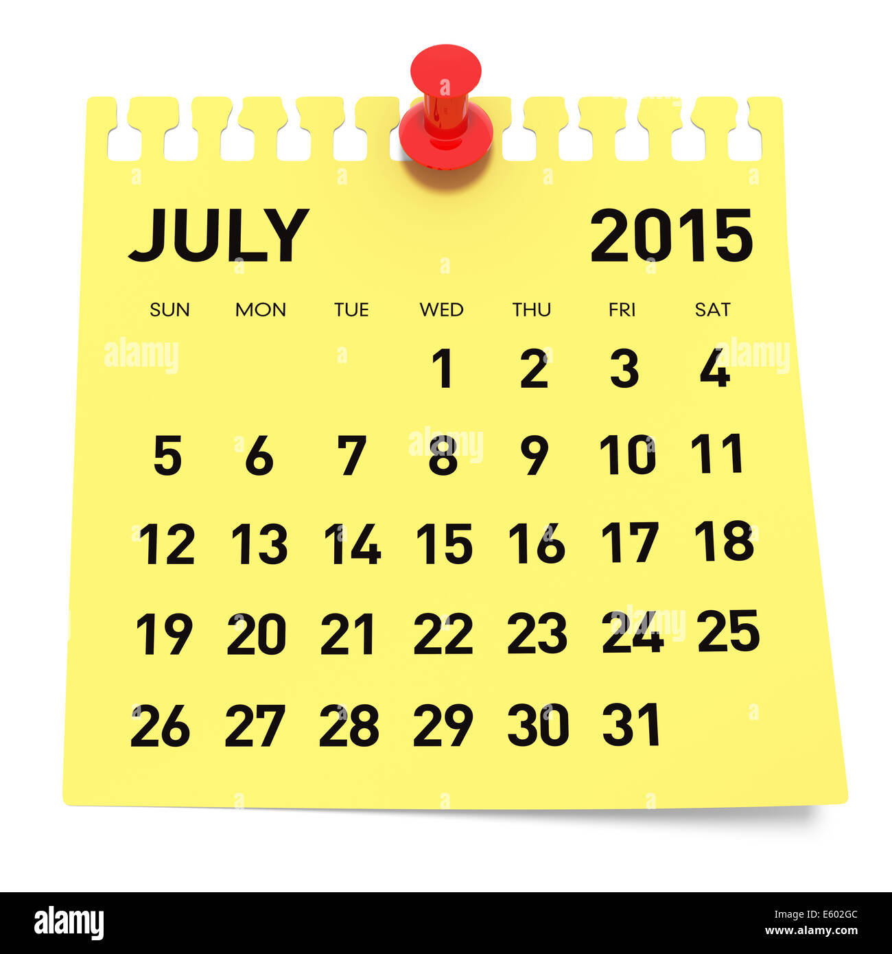 July 15 Calendar Stock Photo Alamy