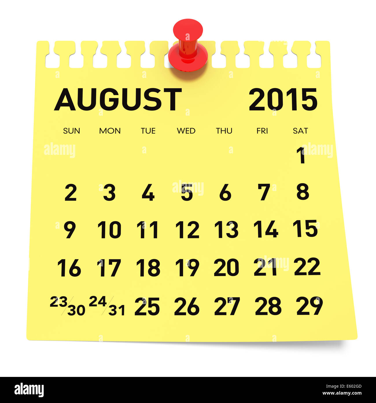 August 15 Calendar Stock Photo Alamy