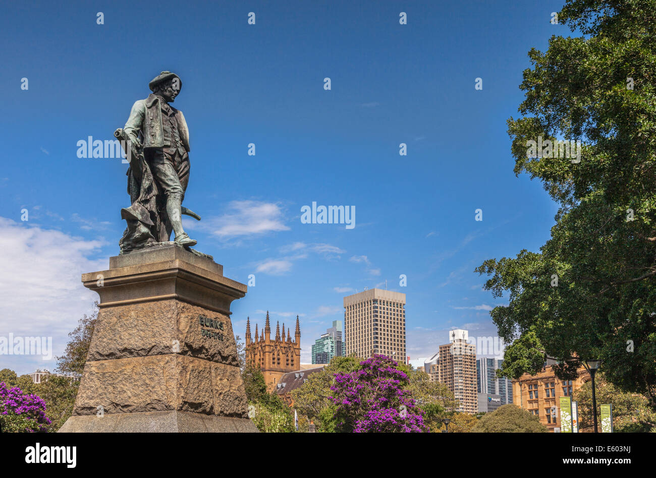 Statue of Robert Burns, Art Gallery Road, Sydney. Stock Photo
