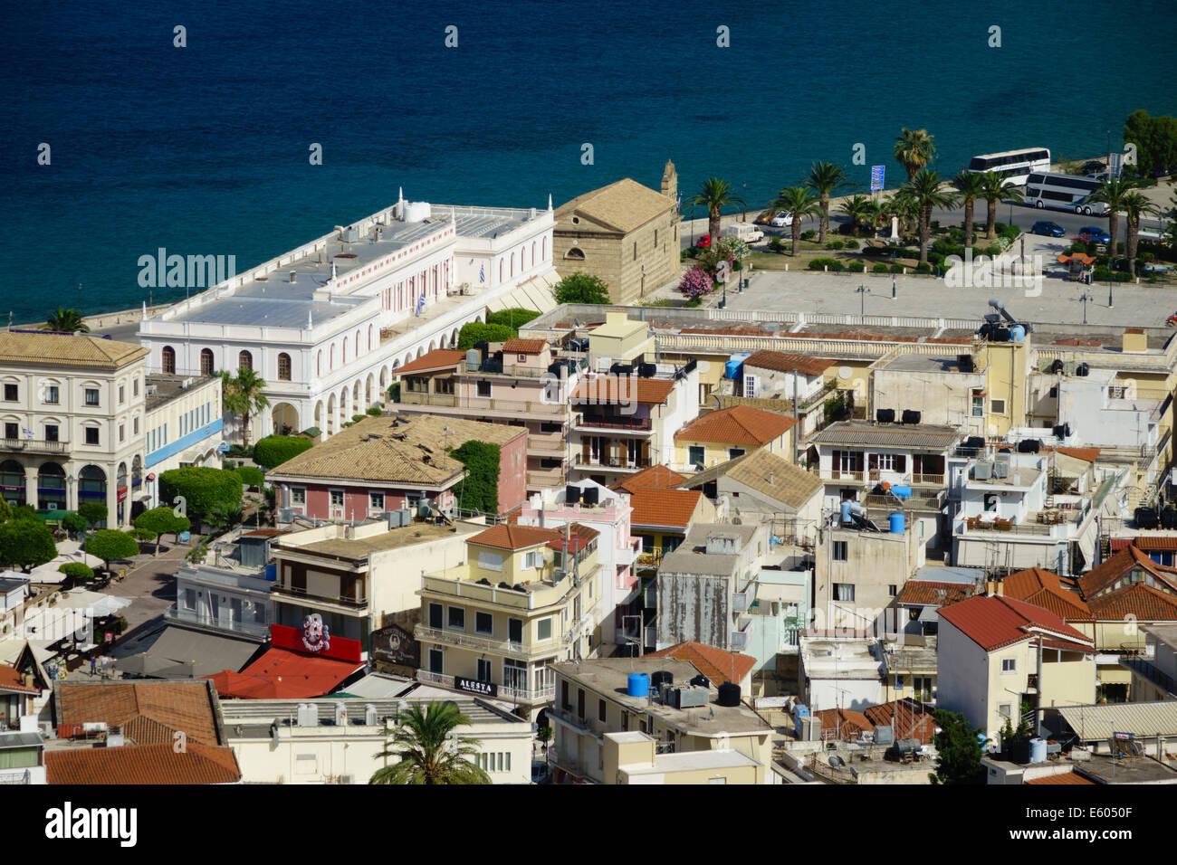Zante, Greece - view of Solomos Square from Bochali. Stock Photo