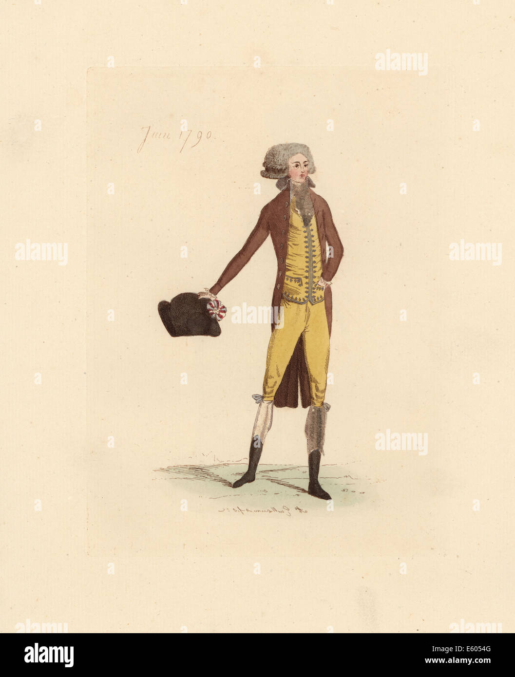 French man wearing the fashion of June 1790. Stock Photo