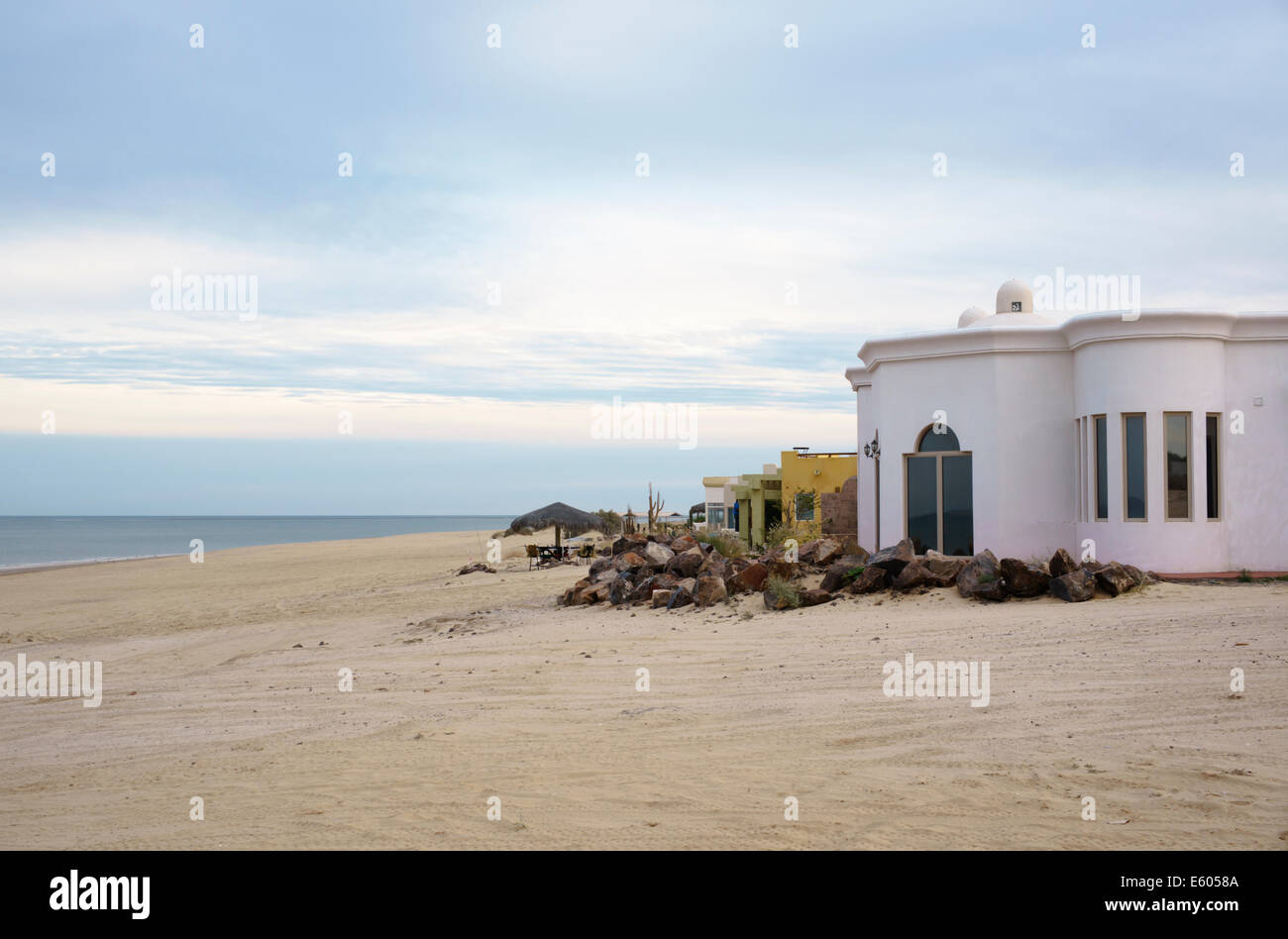 San Felipe, Mexico Houses overlooking the beach, San Felipe, Baja California, Mexico. Evening shot. Stock Photo