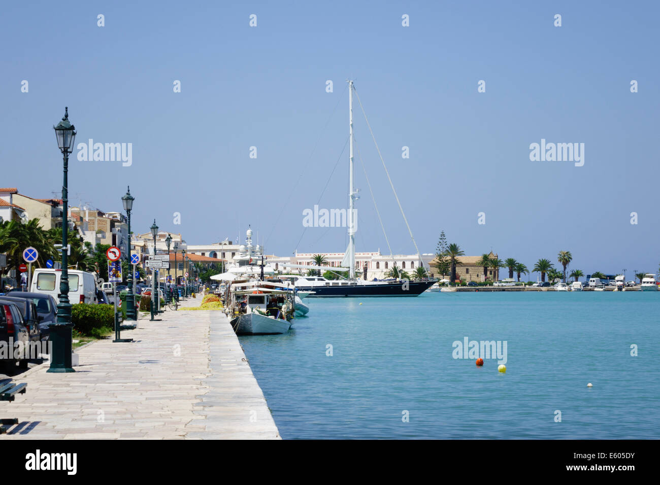 Zante, Greece - Zakynthos town, harbour quayside. Stock Photo