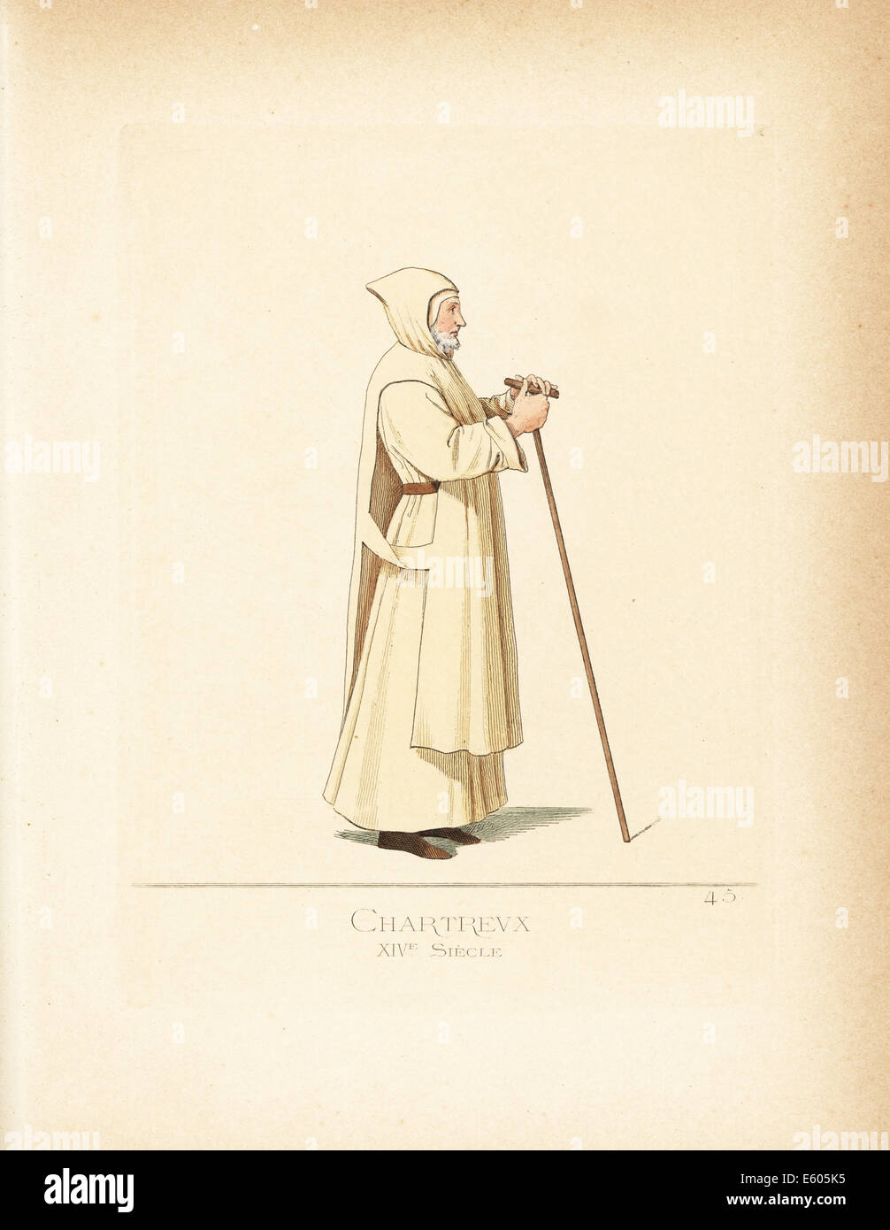 Carthusian monk, Order of Saint Bruno, 14th century. Stock Photo