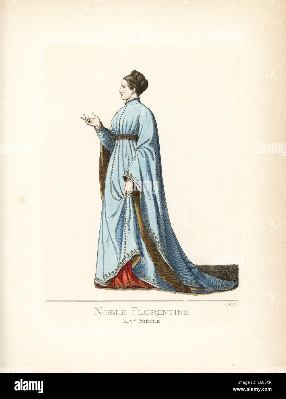 Noble woman of Florence, 14th century. Stock Photo