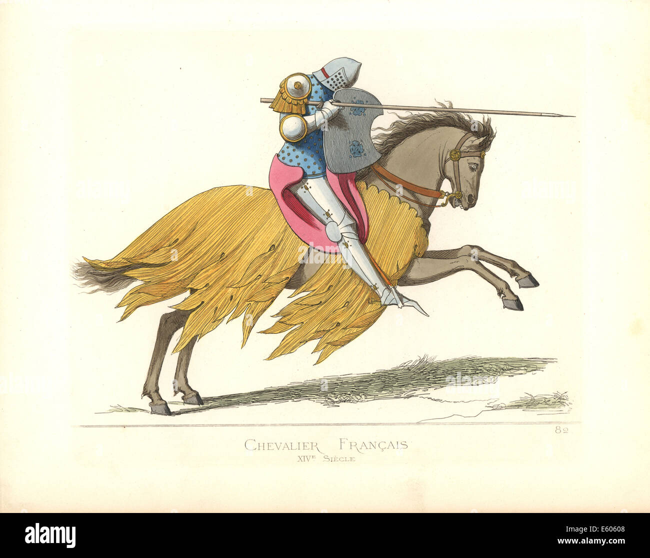 French knight on horseback for a tournament, 14th century Stock Photo