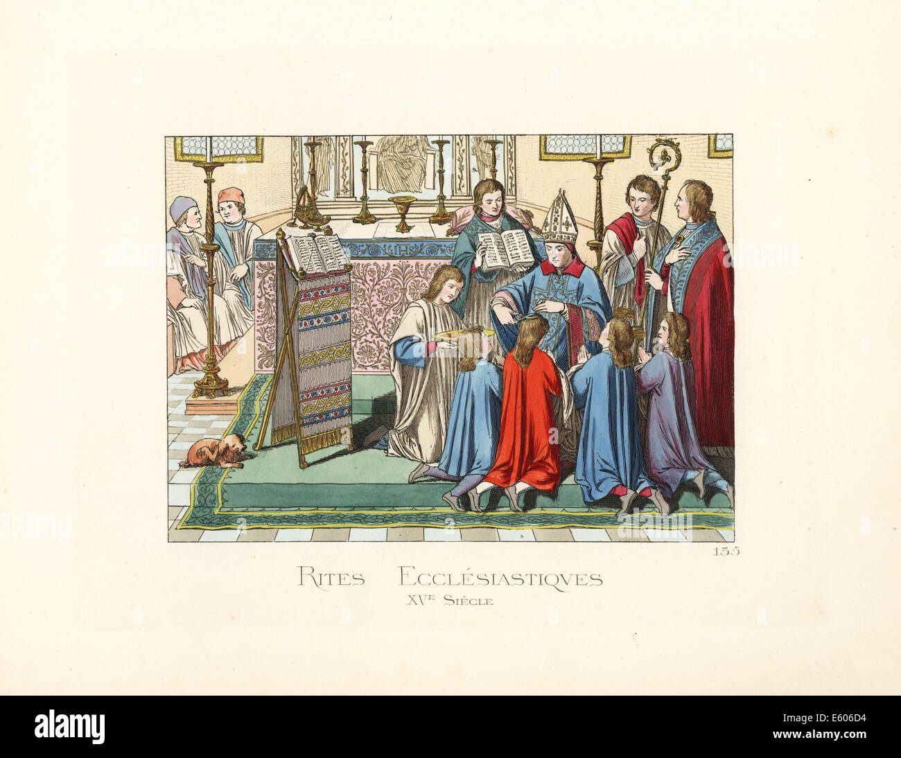 Ecclesiastical rite of tonsure, 15th century. Stock Photo