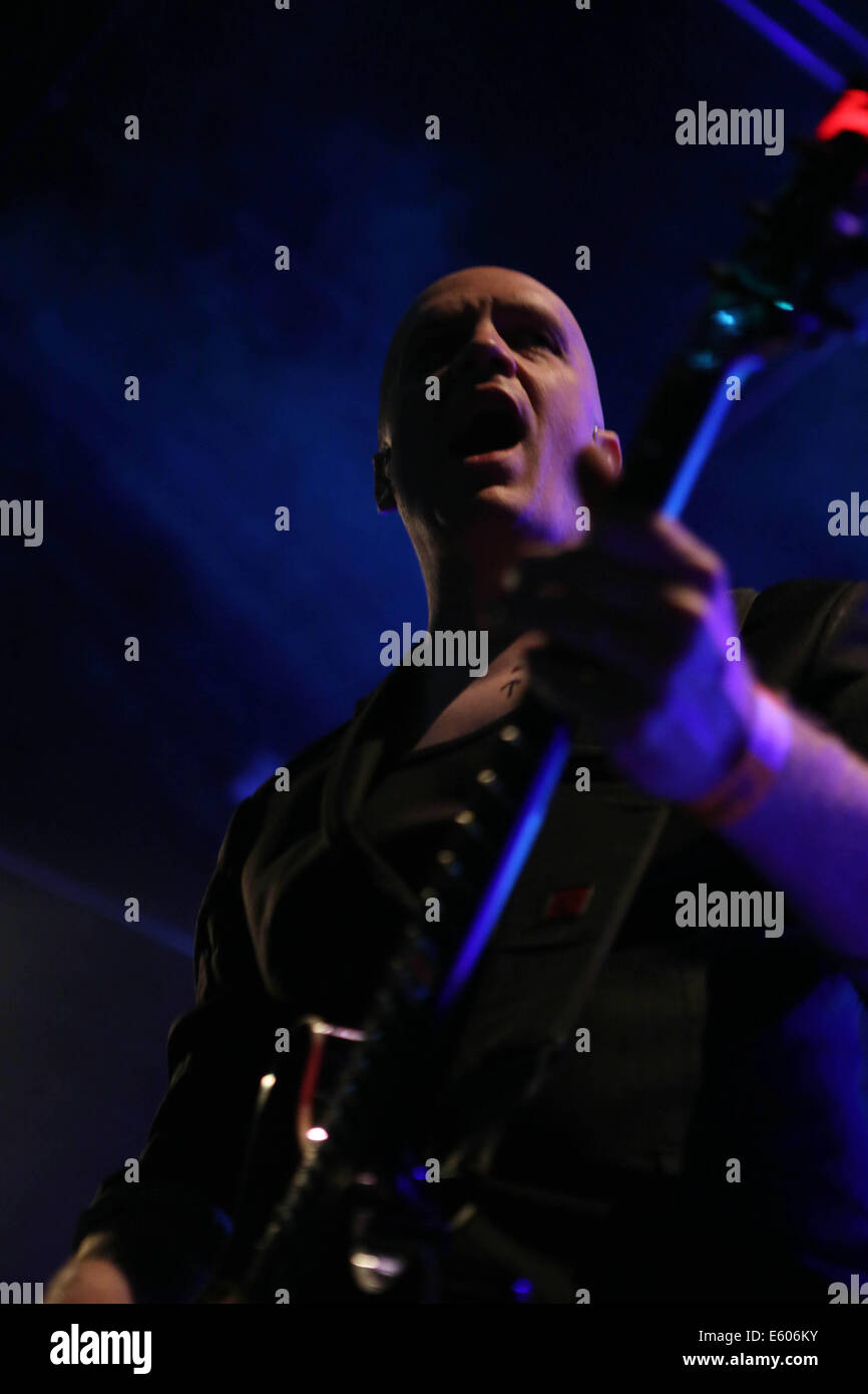 Frankfurt, Germany. 9th Aug, 2014. Canadian musician Devin Townsend performs in Batschkapp in Frankfurt, Germany, on August 9, 2014. Credit:  Luo Huanhuan/Xinhua/Alamy Live News Stock Photo