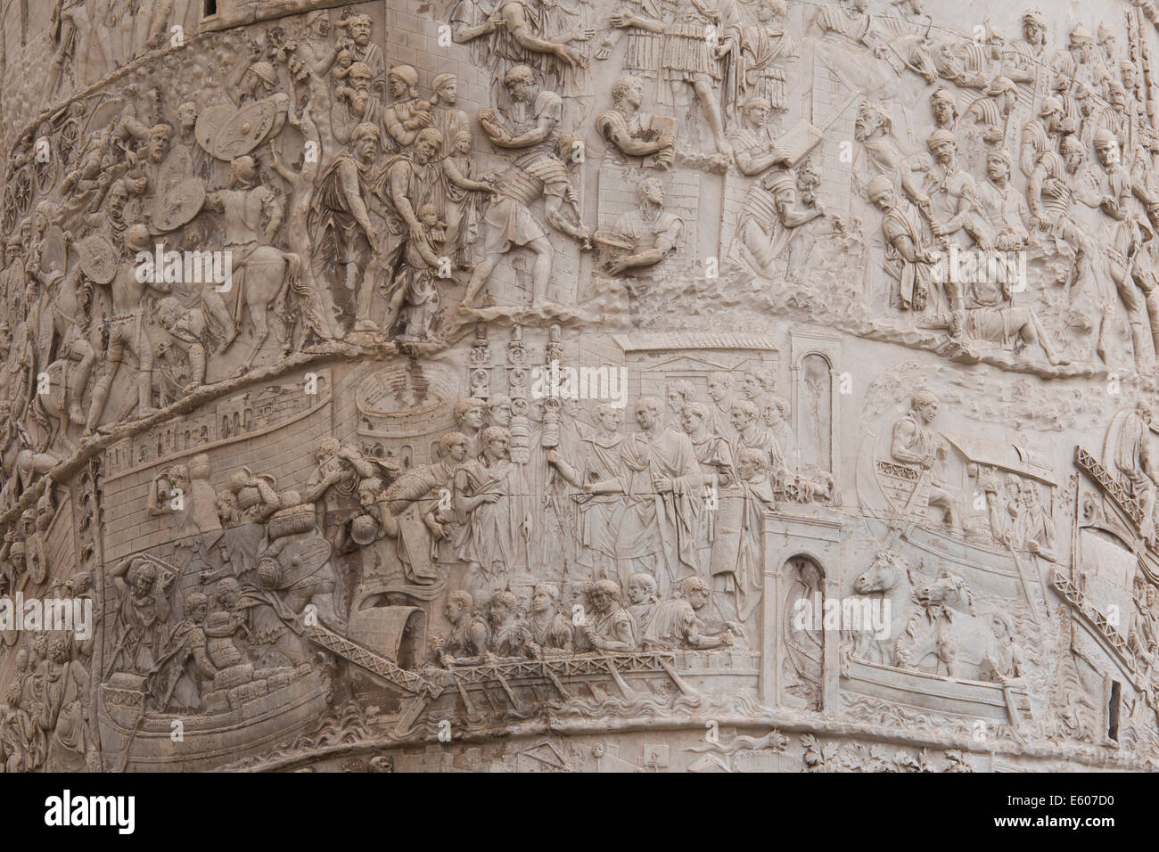 Column of Trajan detail, Rome, Italy. Stock Photo