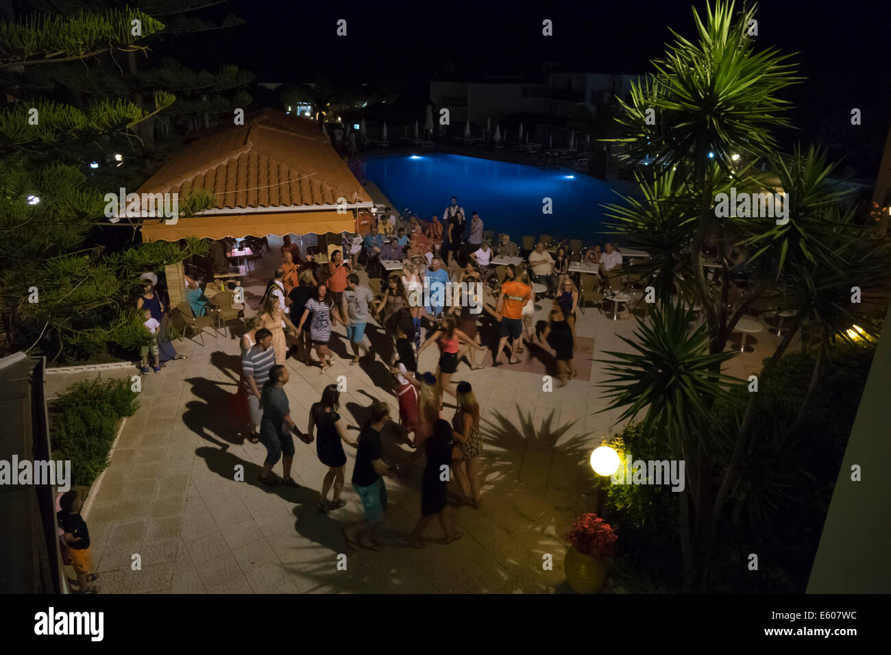 Zante, Greece - hotel Katerina Palace, Argassi. Greek night. Stock Photo