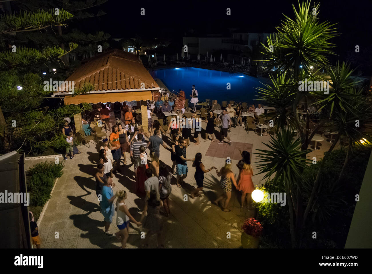 Zante, Greece - hotel Katerina Palace, Argassi. Greek night. Stock Photo