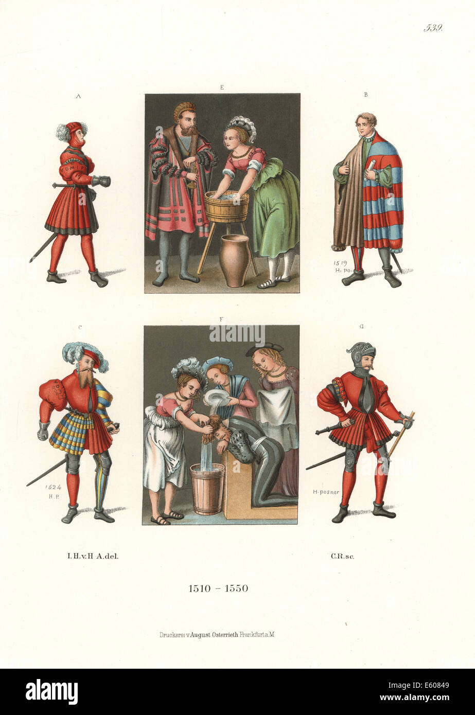 German male costume from paintings by Lucas Cranach. Stock Photo