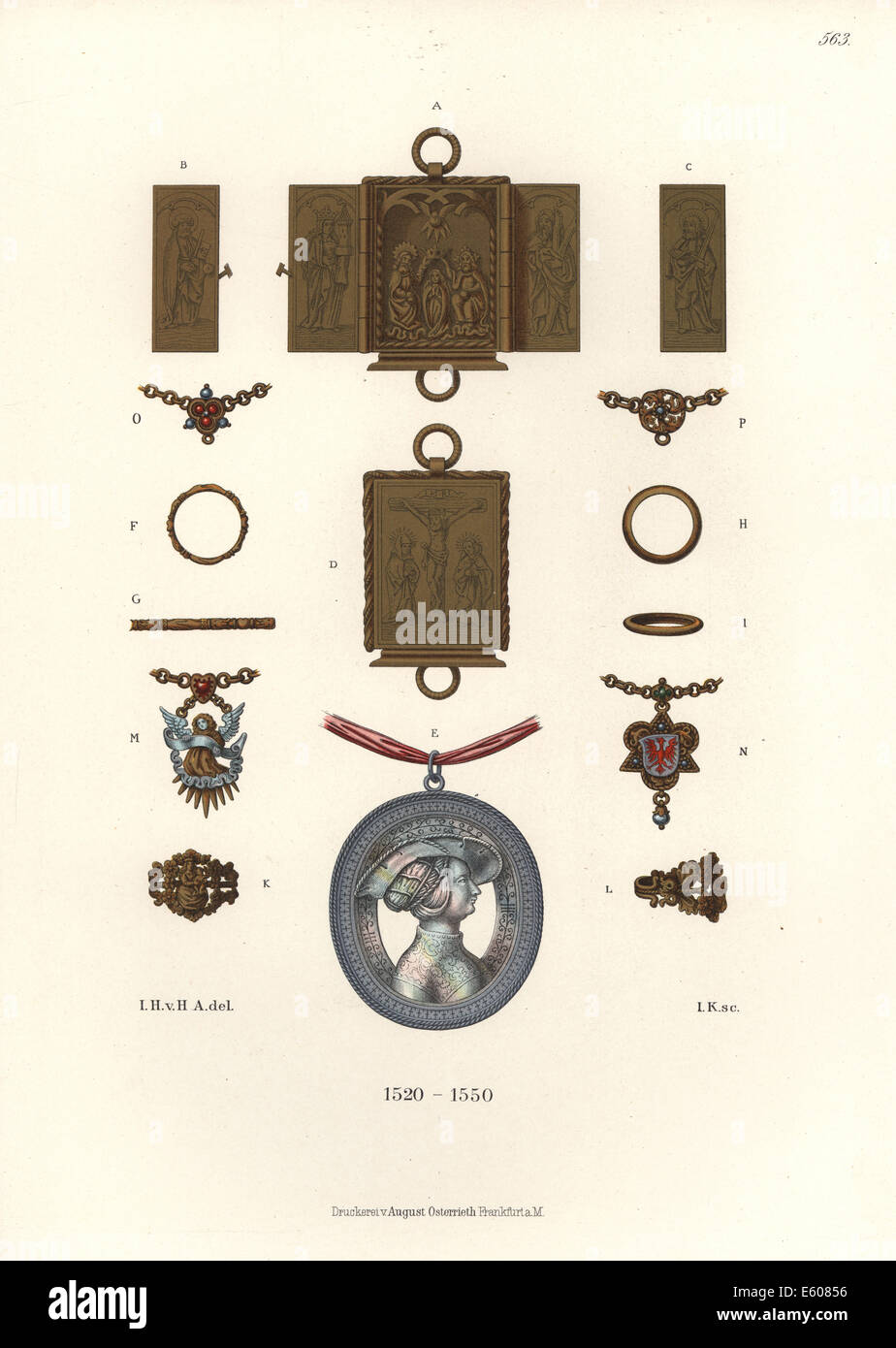 Jewelry and amulets, early 16th century. Stock Photo