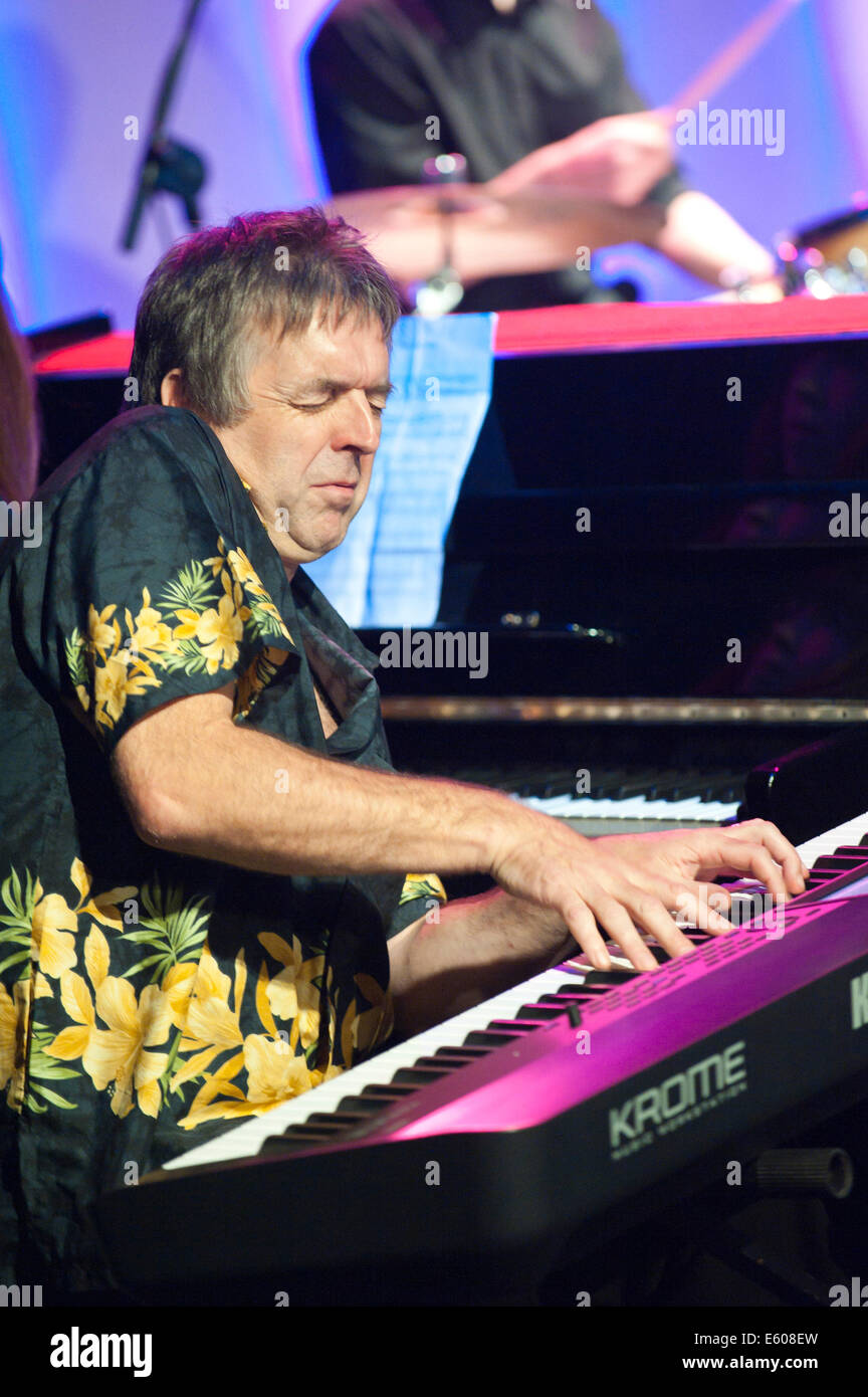 Brecon, Powys, Wales, UK. 9th August 2014. Keyboard player leads a double billing at The Guildhall - Royal Welsh College of Music & National Youth jazz Orchestra at the 30th Brecon Jazz Festival. Credit:  Graham M. Lawrence/Alamy Live News. Stock Photo