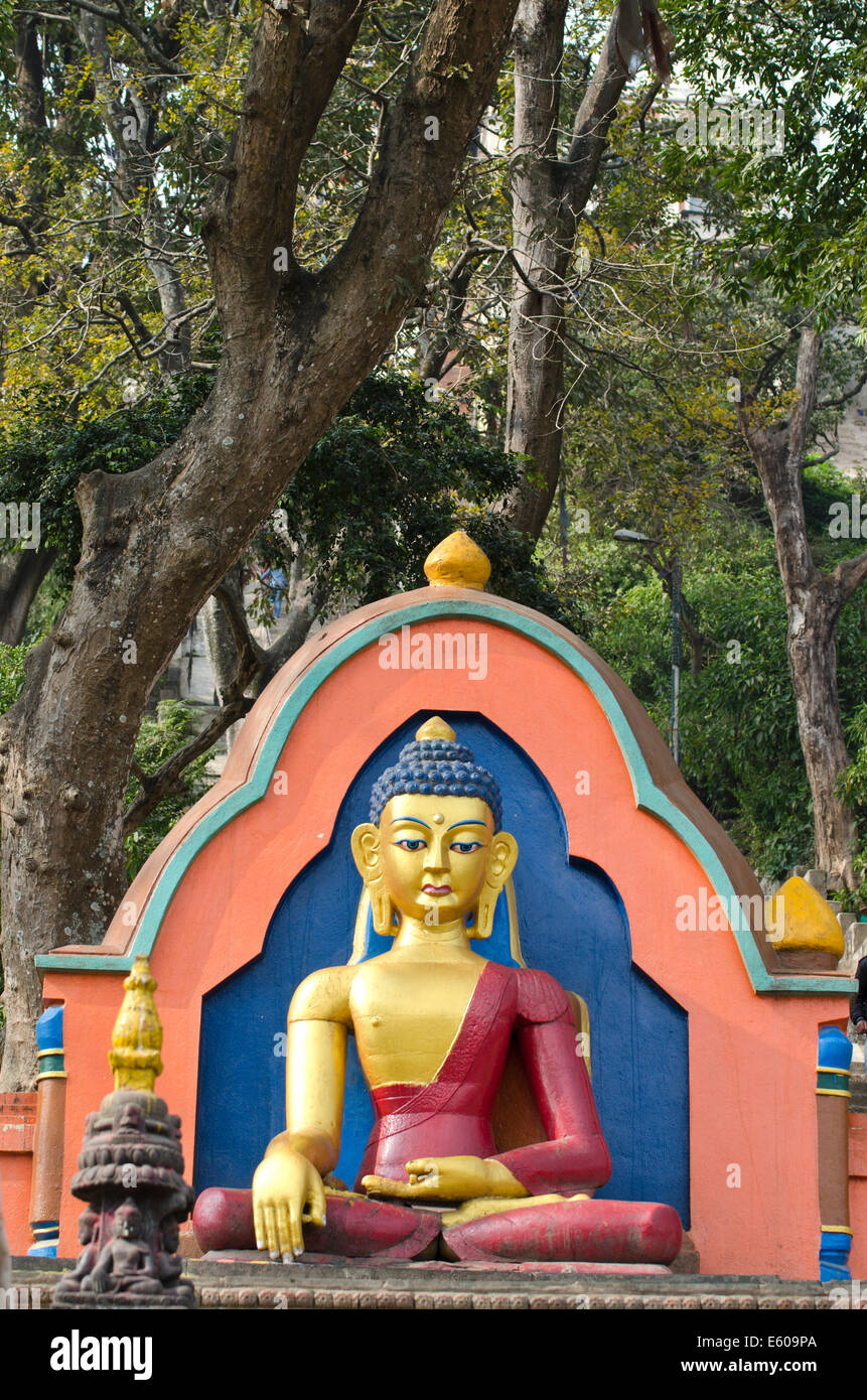 statue of Buddha at Swayambhunath stupa monkey Temple in Kathmandu ...