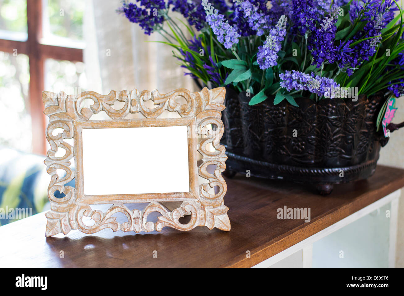 Photo frame on the table Stock Photo Alamy