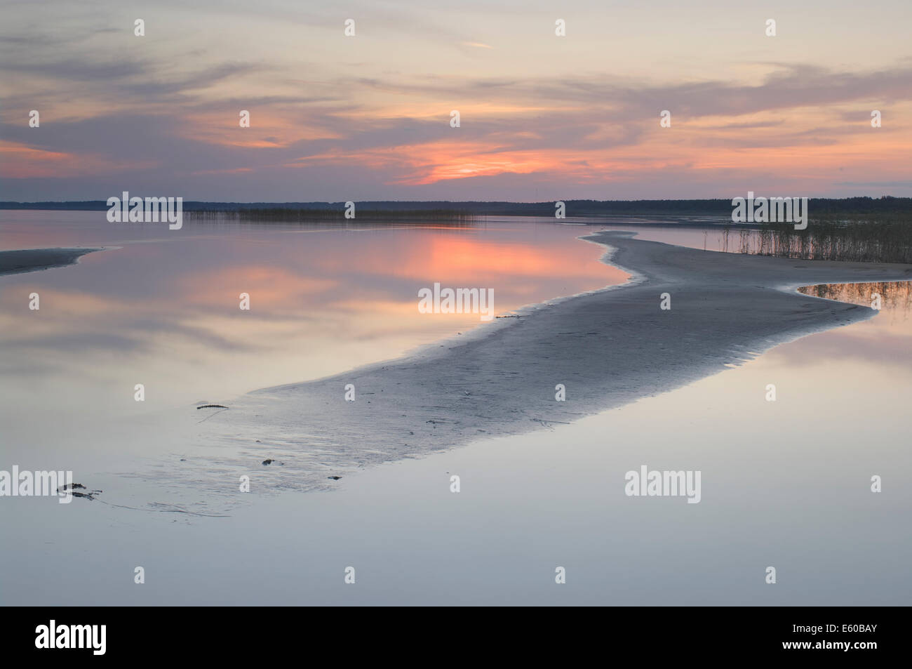 Evening Landscape, Lake Võrtsjärv, Estonia Stock Photo