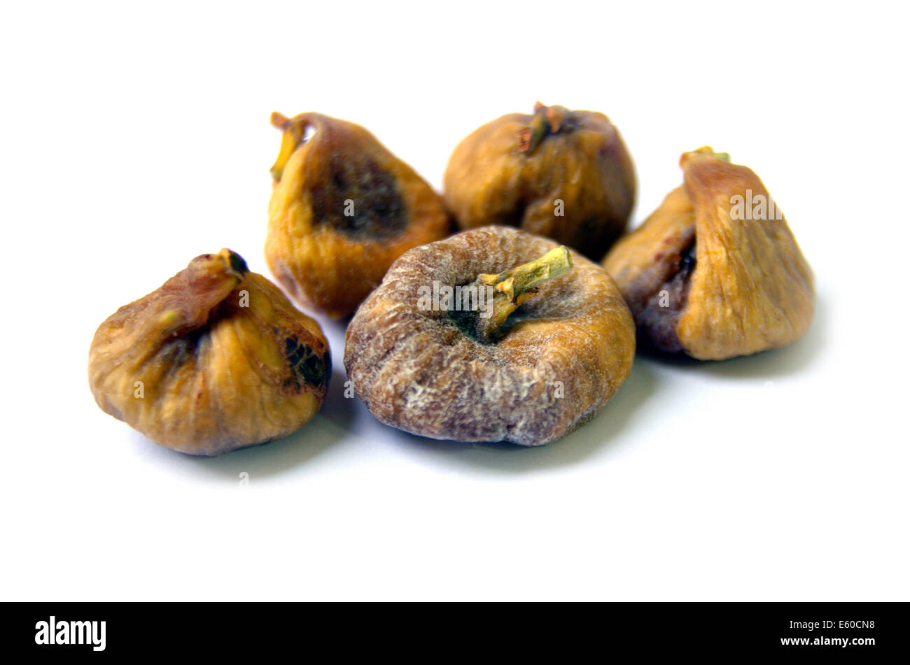 Dried Mediterranean Figs Isolated on the White Background Stock Photo