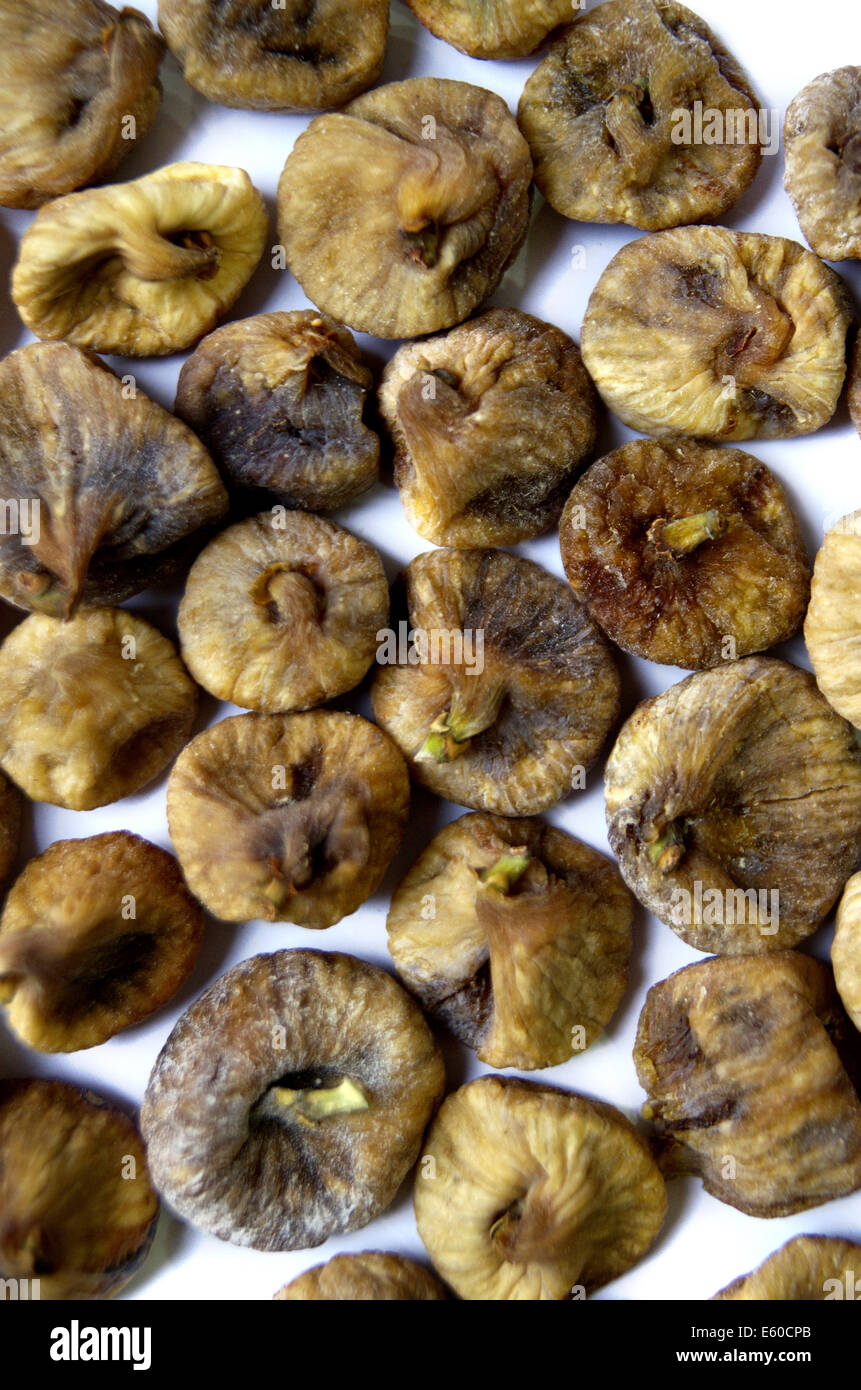 Dried Mediterranean Figs Isolated on the White Background Stock Photo