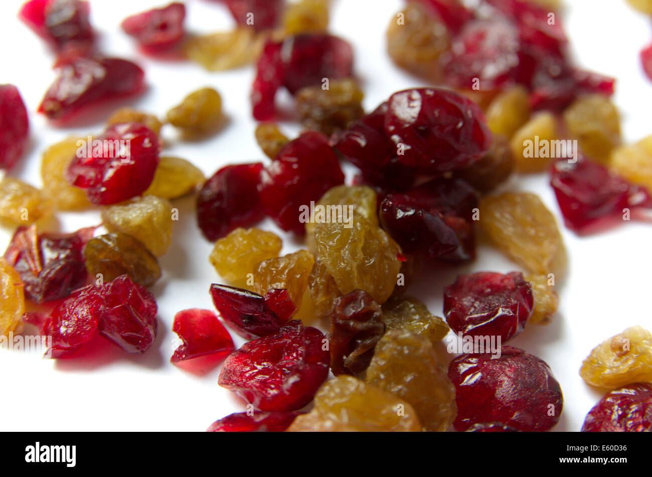 Dried Raisins And Cranberries Isolated On The White Background Stock