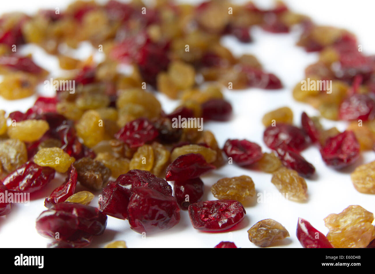 Dried Raisins And Cranberries Isolated On The White Background Stock