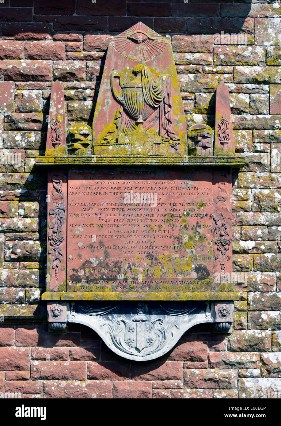 Gill family monument. Church of Saint Mary. Cumrew, Cumbria, England, United Kingdom, Europe. Stock Photo