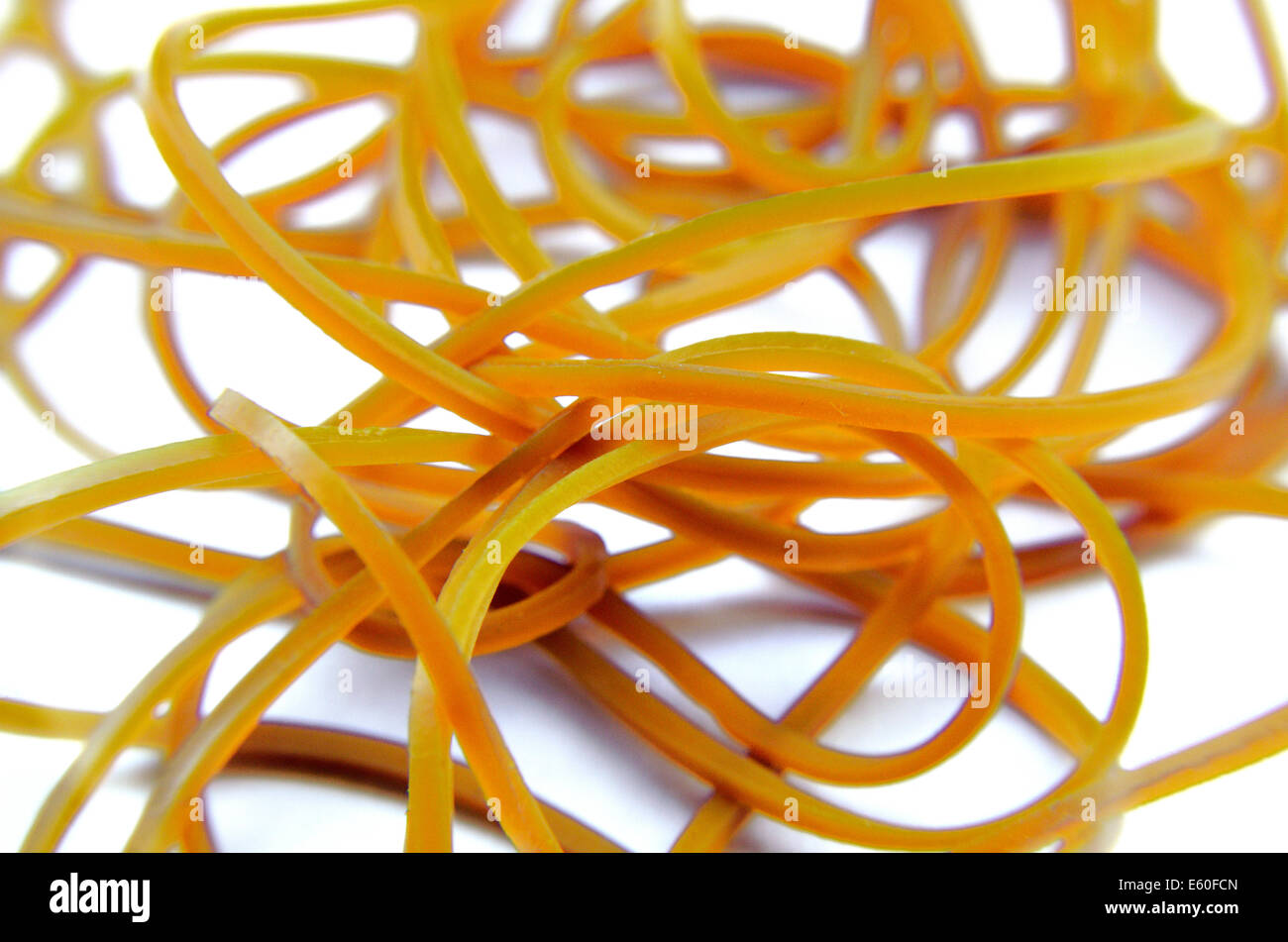 Yellow Rubber Bands Isolated On The White Background Stock Photo - Alamy