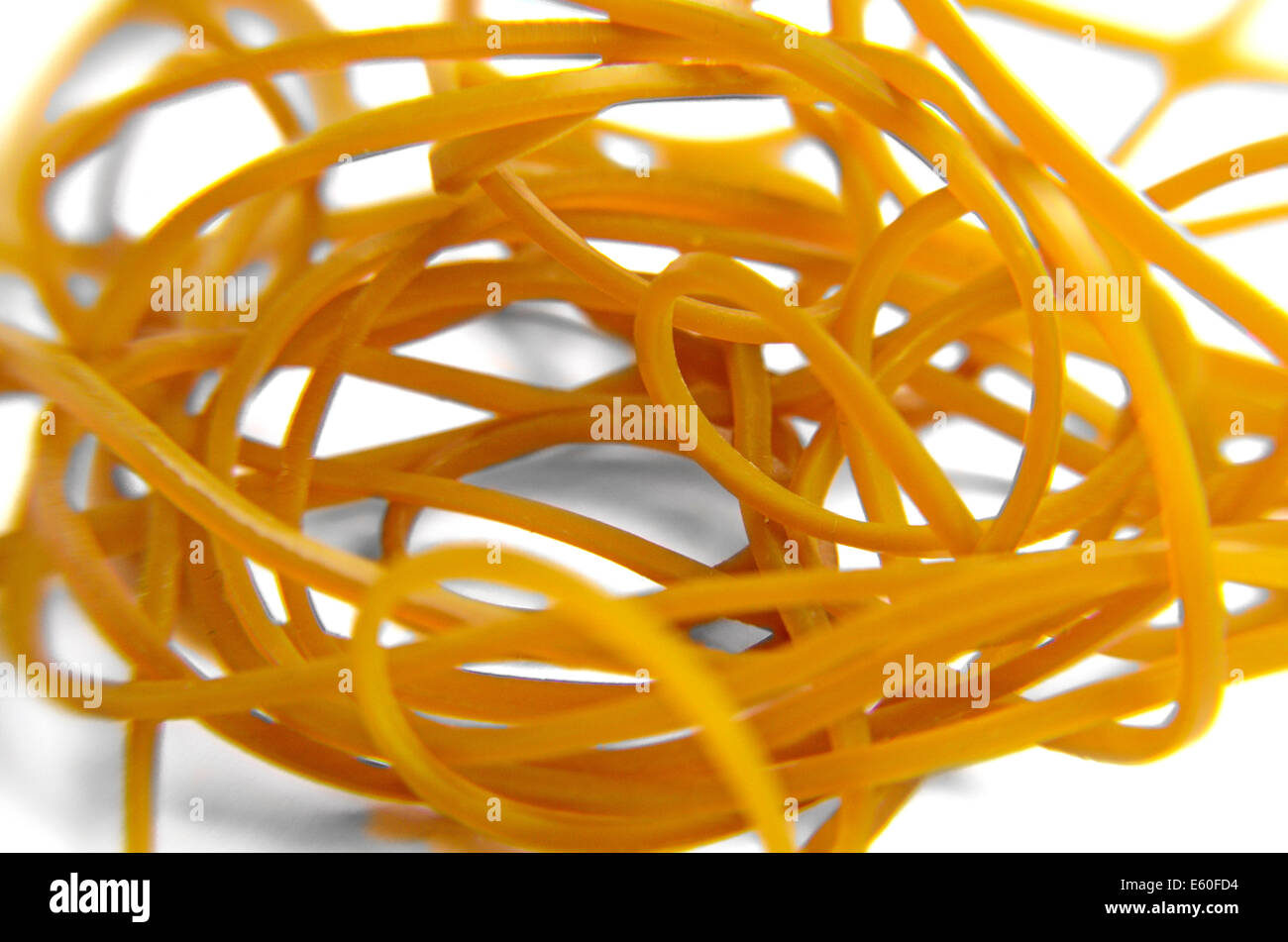 Yellow Rubber Bands Isolated On The White Background Stock Photo