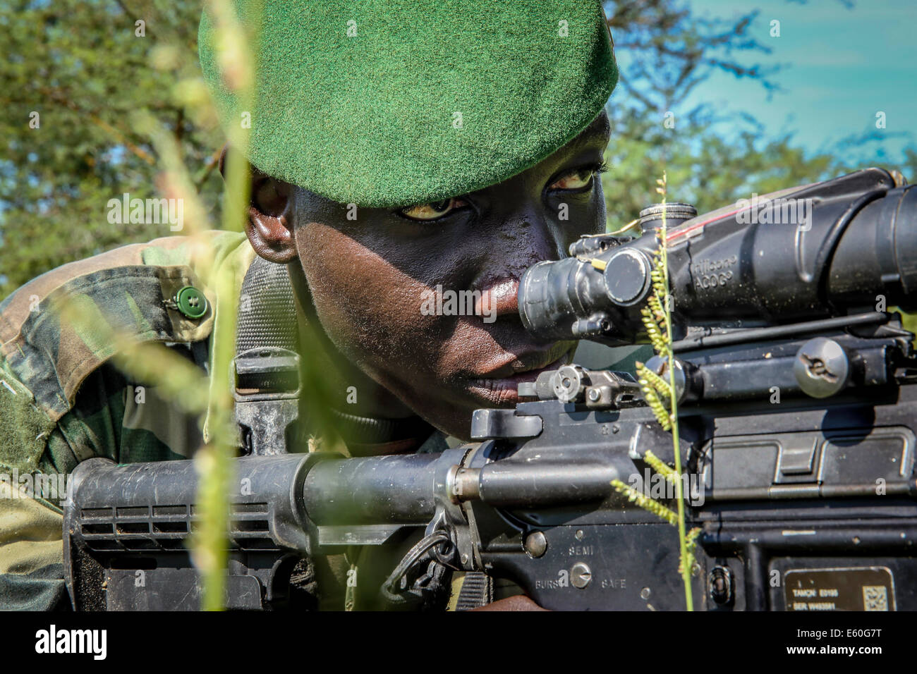 A Senegalese Companie de Fusilier Marine Commandos looks through the ...