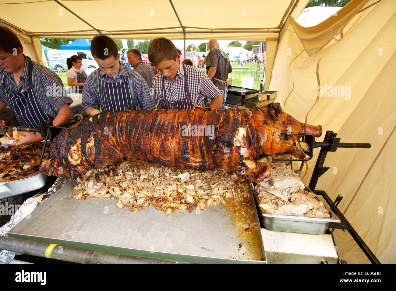 Hog Roast at Burwarton Show Shropshire West Midlands England UK Stock