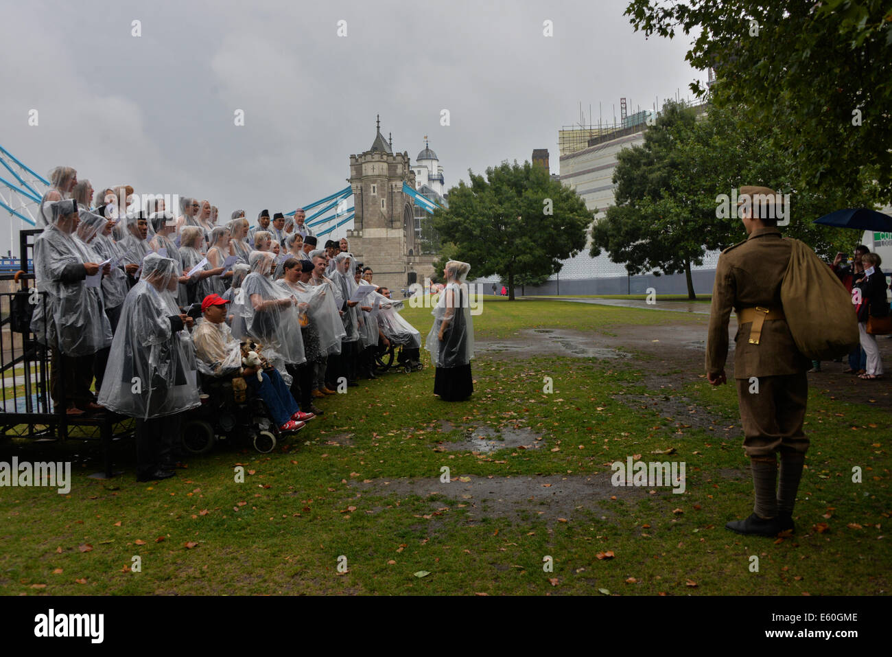 London, UK, 10th August, 2014. Jack Monoghan in WW1 uniform at the 'Pack Up Their Troubles' launch for WW1 Centenary in London. Credit:  See Li/Alamy Live News Stock Photo