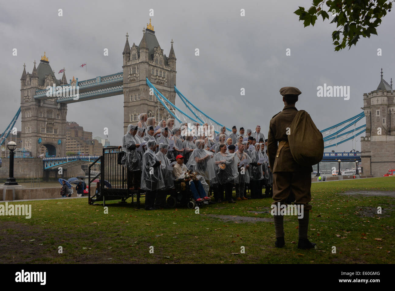 London, UK, 10th August, 2014. Jack Monoghan in WW1 uniform at the 'Pack Up Their Troubles' launch for WW1 Centenary in London. Credit:  See Li/Alamy Live News Stock Photo
