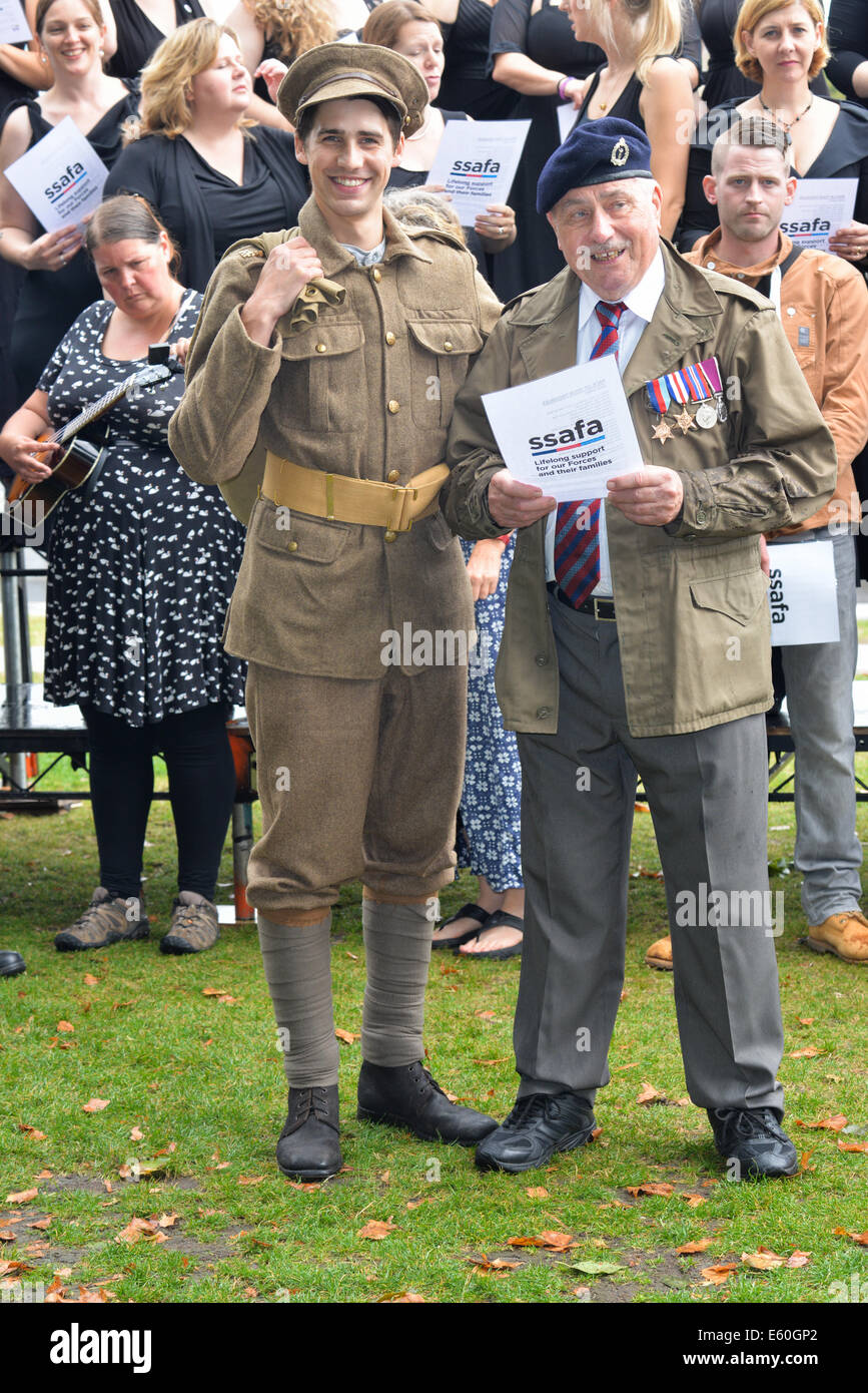 London, UK, 10th August, 2014. The UK 's oldest military charity SSAFA launch a new recording of the hit marching song ,(Military wifes and Blake) join to sing 'Pack Up Their Troubles' for WW1 Centenary relevant now as it was 100 years ago in London.. Credit:  See Li/Alamy Live News Stock Photo