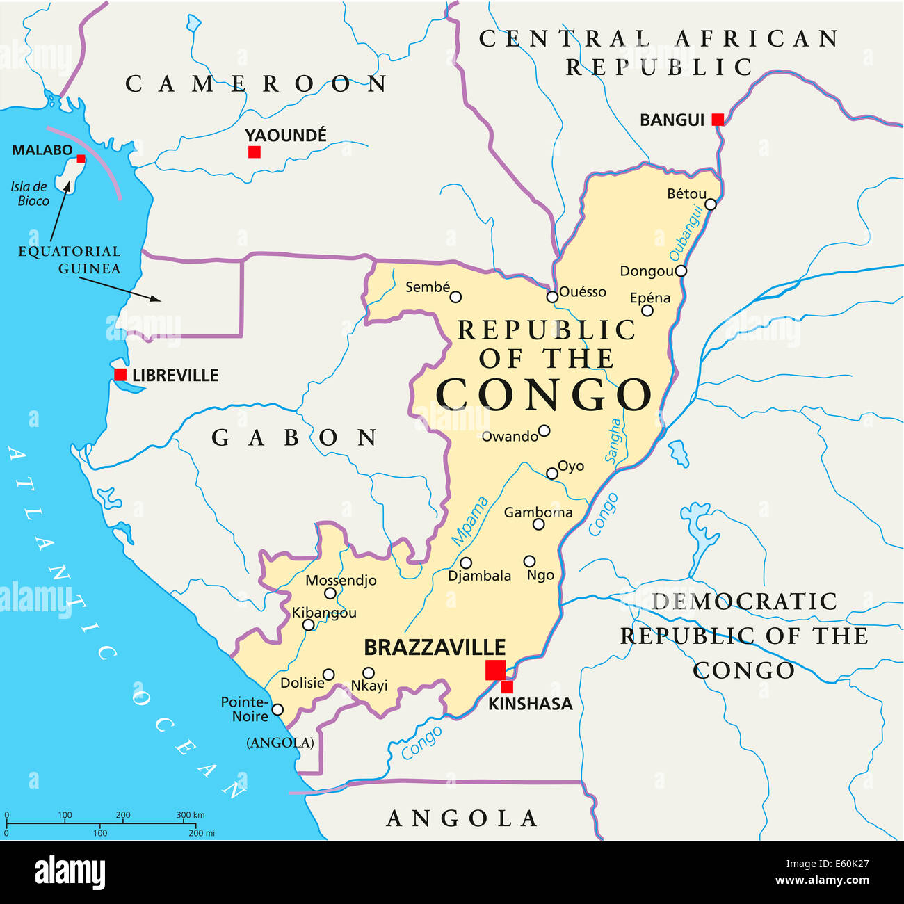 Republic of the Congo Political Map Stock Photo