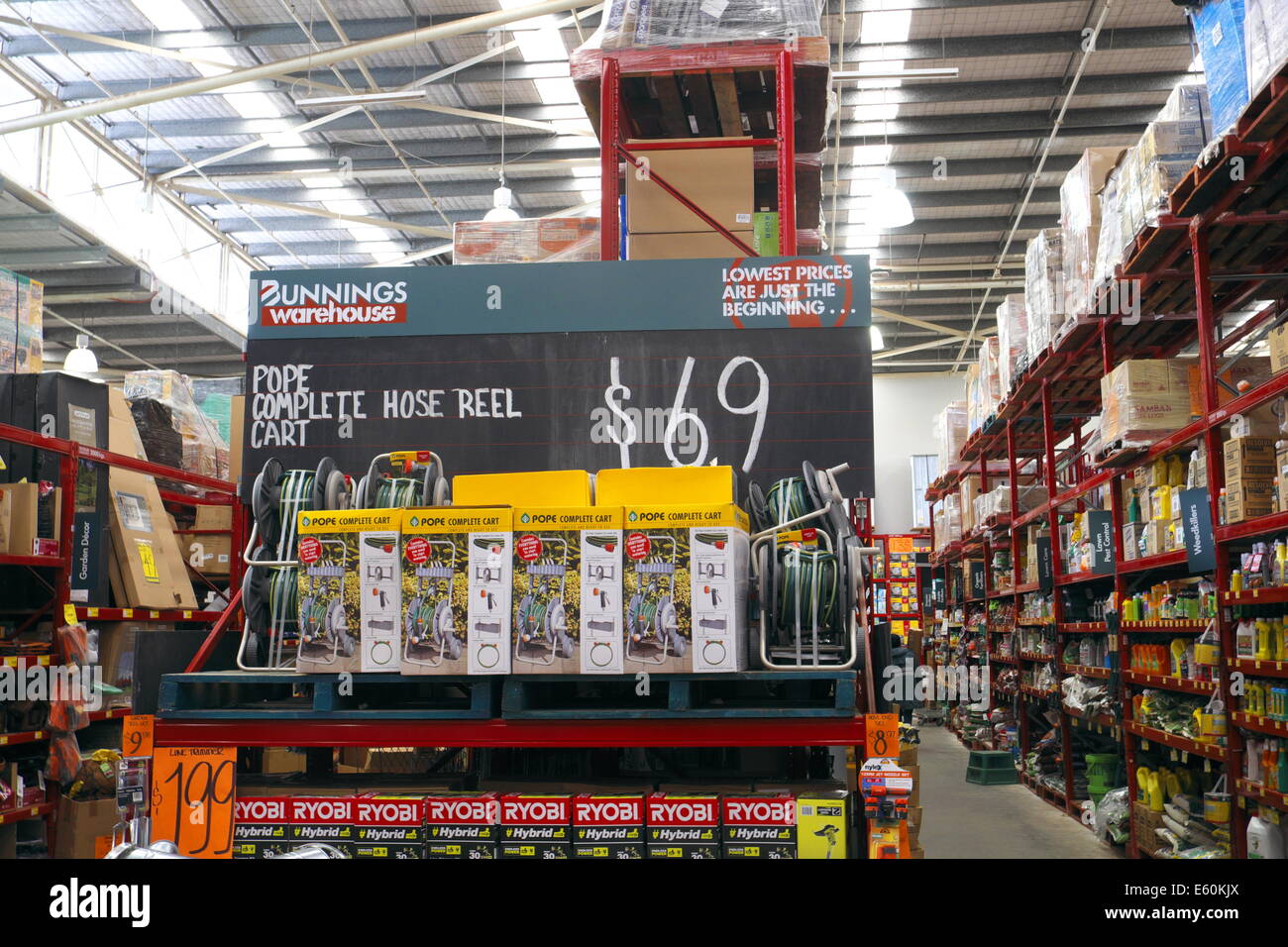 Bunnings Warehouse  is a national DIY retailer owned by Wesfarmers, it sells tools, timber, equipment for builders and home owners, sydney Stock Photo