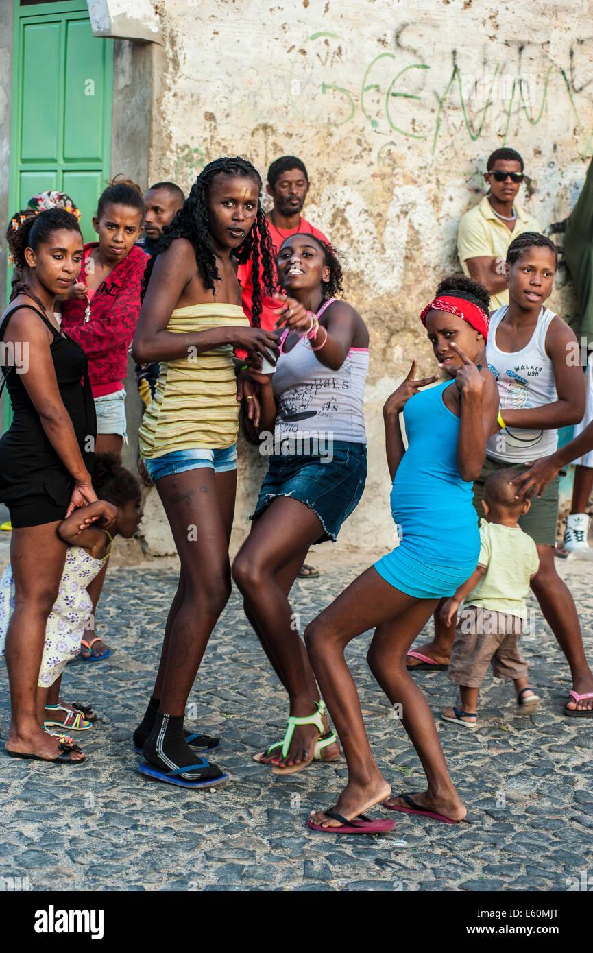 Native people of Mindelo, the only town on Sao Vicente Island in Cape Verde  archipelago. West Africa Stock Photo - Alamy